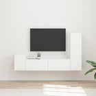 Tv-meubelset wandgemonteerd 4 stuks wit bewerkt hout