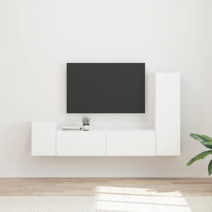 Tv-Meubelset Wandgemonteerd 4 Pcs Bewerkt Hout Wit
