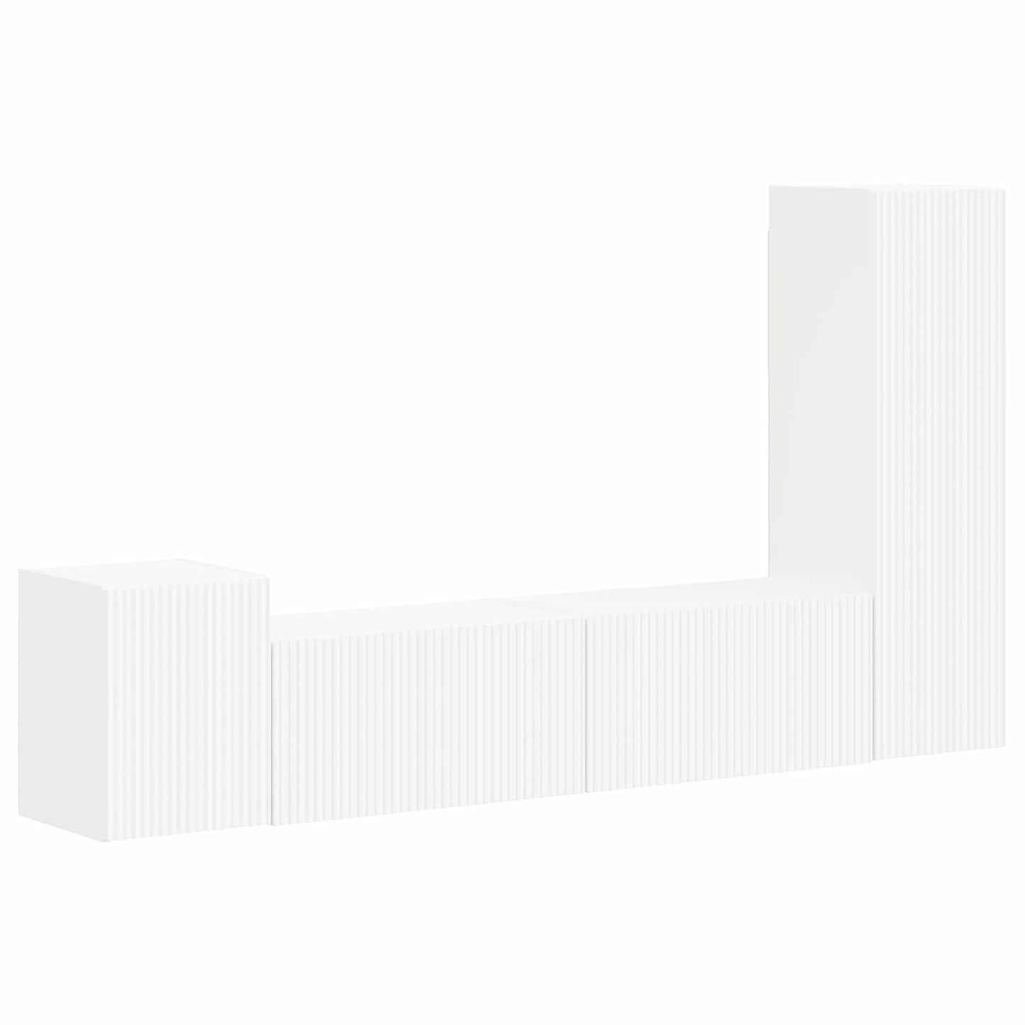 Tv-Meubelset Wandgemonteerd 4 Pcs Bewerkt Hout Wit
