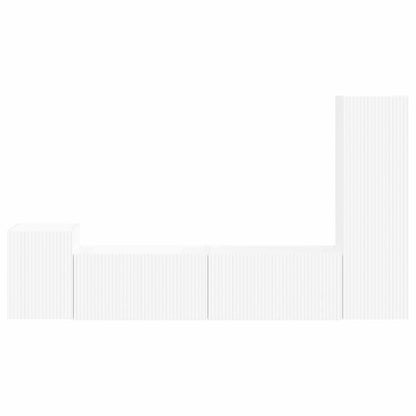 Tv-Meubelset Wandgemonteerd 4 Pcs Bewerkt Hout Wit
