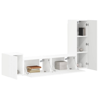 Tv-Meubelset Wandgemonteerd 4 Pcs Bewerkt Hout Wit