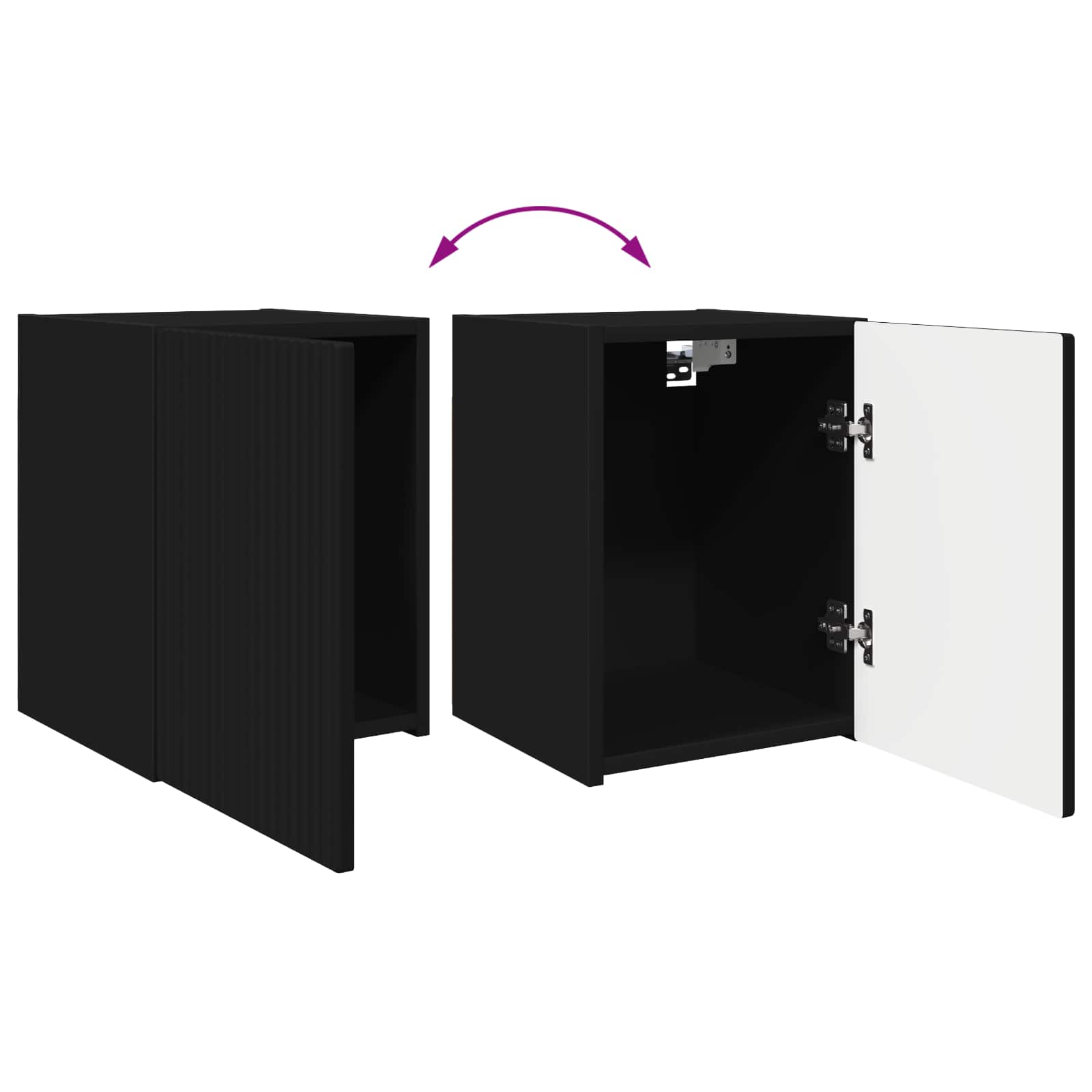 Tv-Meubelset Wandgemonteerd 4 Pcs Bewerkt Hout Zwart