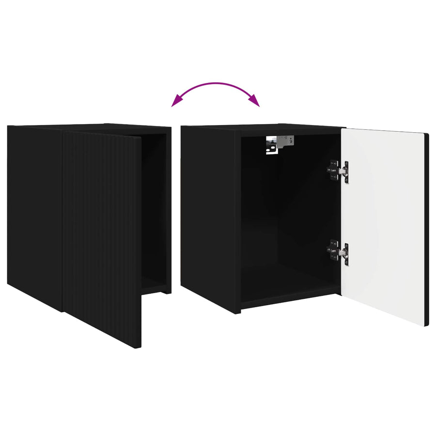 Tv-Meubelset Wandgemonteerd 4 Pcs Bewerkt Hout Zwart