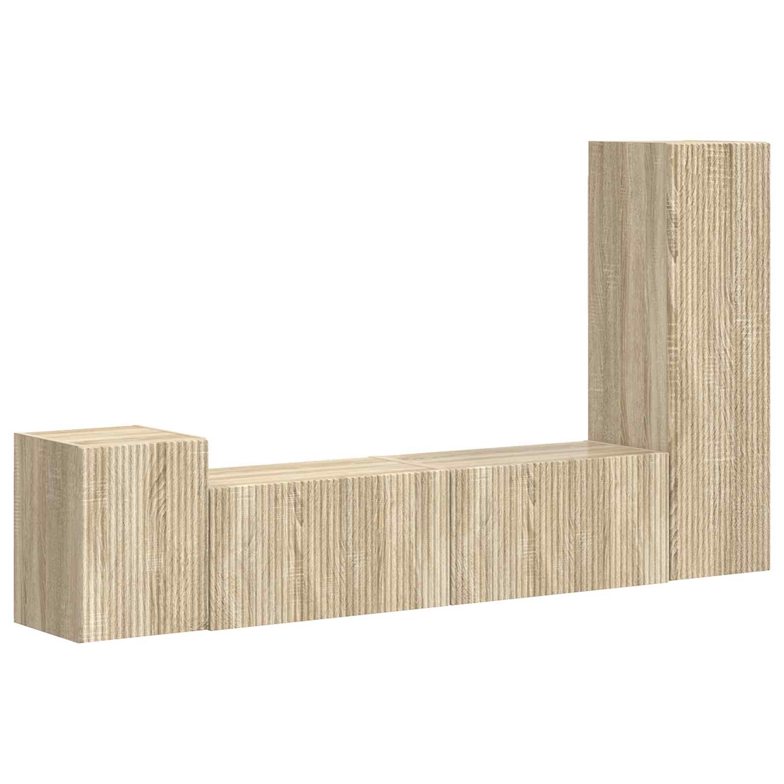 Tv-Meubelset Wandgemonteerd 4 Pcs Bewerkt Hout Sonoma eiken