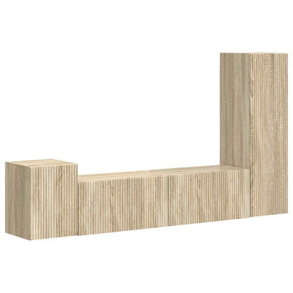Tv-Meubelset Wandgemonteerd 4 Pcs Bewerkt Hout Sonoma eiken
