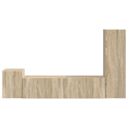 Tv-Meubelset Wandgemonteerd 4 Pcs Bewerkt Hout Sonoma eiken