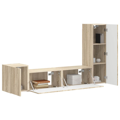 Tv-Meubelset Wandgemonteerd 4 Pcs Bewerkt Hout Sonoma eiken
