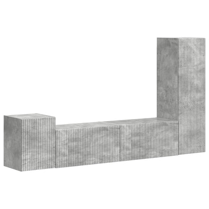 Tv-Meubelset Wandgemonteerd 4 Pcs Beton Grijs Bewerkt Hout Betongrijs