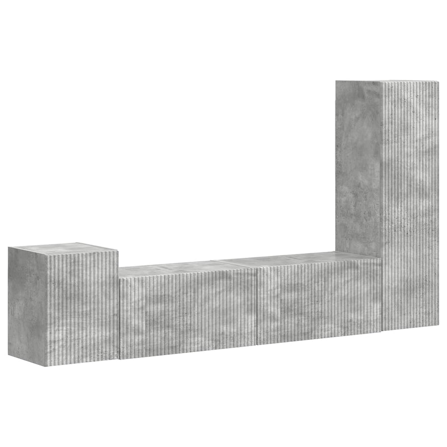 Tv-Meubelset Wandgemonteerd 4 Pcs Beton Grijs Bewerkt Hout Betongrijs