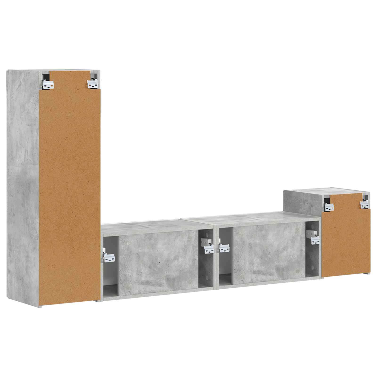 Tv-Meubelset Wandgemonteerd 4 Pcs Beton Grijs Bewerkt Hout Betongrijs