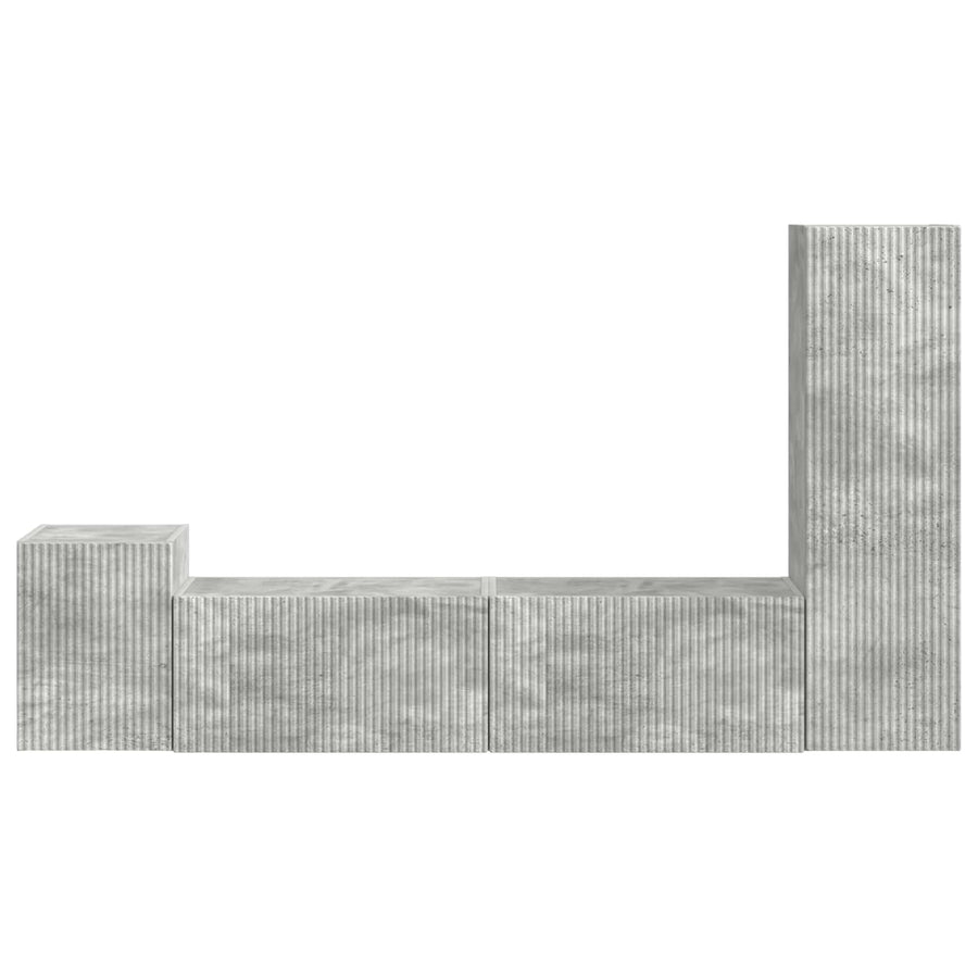 Tv-Meubelset Wandgemonteerd 4 Pcs Beton Grijs Bewerkt Hout Betongrijs