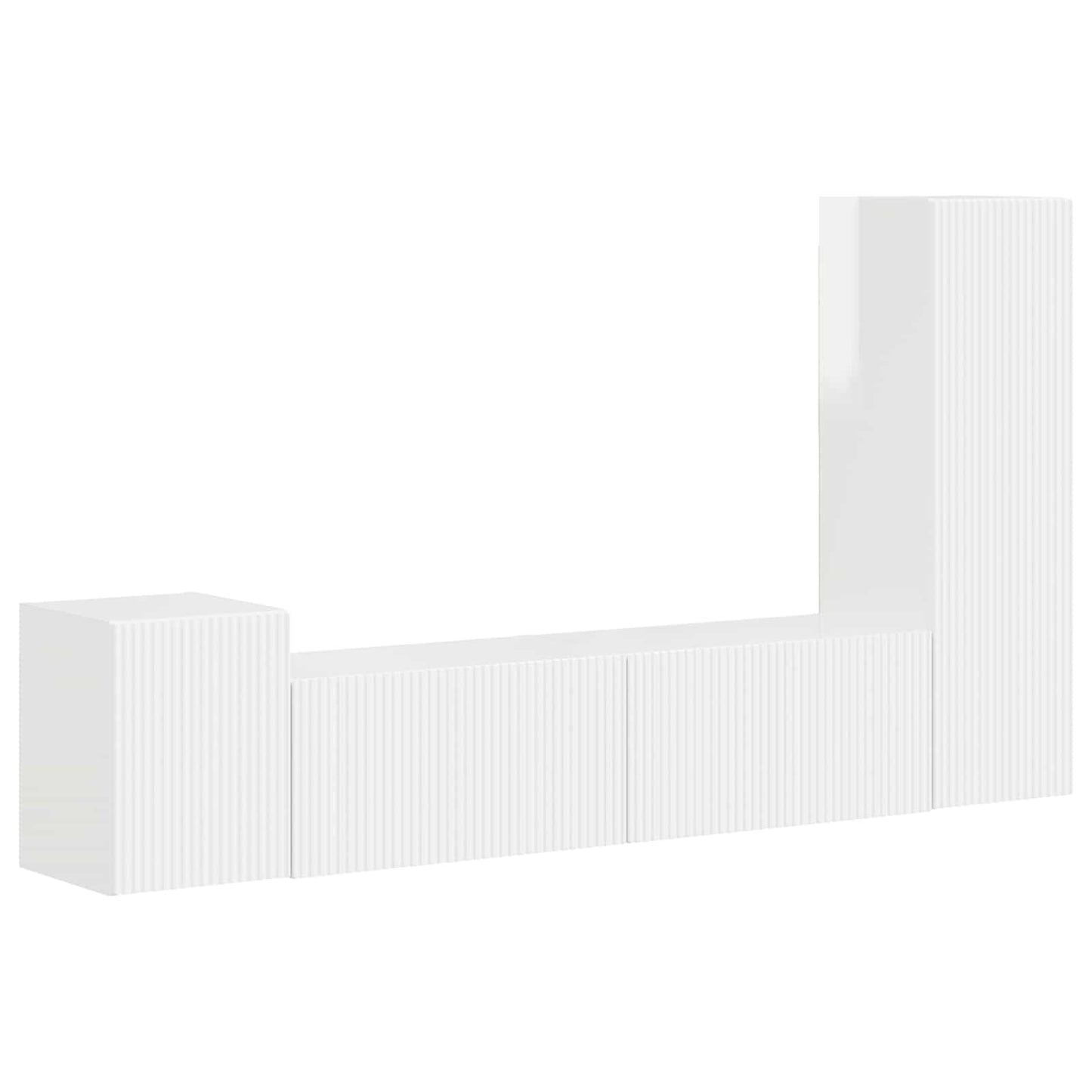 Tv-Meubelset Wandgemonteerd 4 Pcs Bewerkt Hout Hoogglans wit