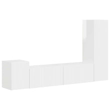 Tv-Meubelset Wandgemonteerd 4 Pcs Bewerkt Hout Hoogglans wit