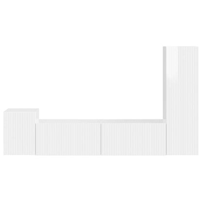 Tv-Meubelset Wandgemonteerd 4 Pcs Bewerkt Hout Hoogglans wit