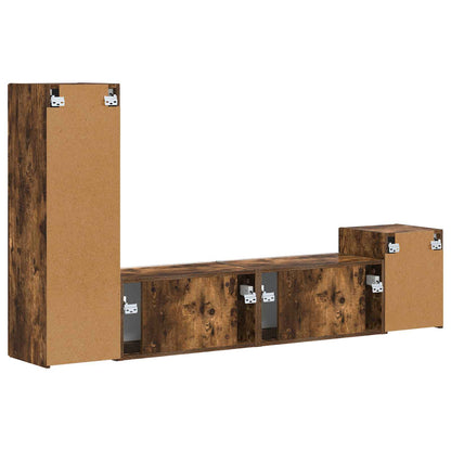 Tv-Meubelset Wandgemonteerd 4 Pcs Bewerkt Hout Gerookt eiken