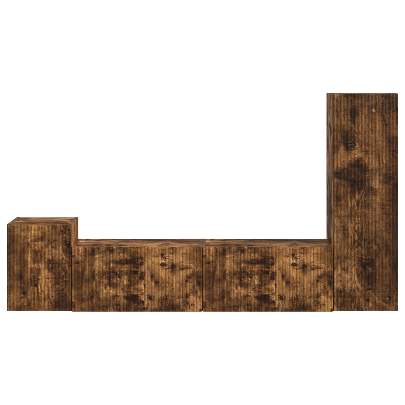 Tv-Meubelset Wandgemonteerd 4 Pcs Bewerkt Hout Gerookt eiken