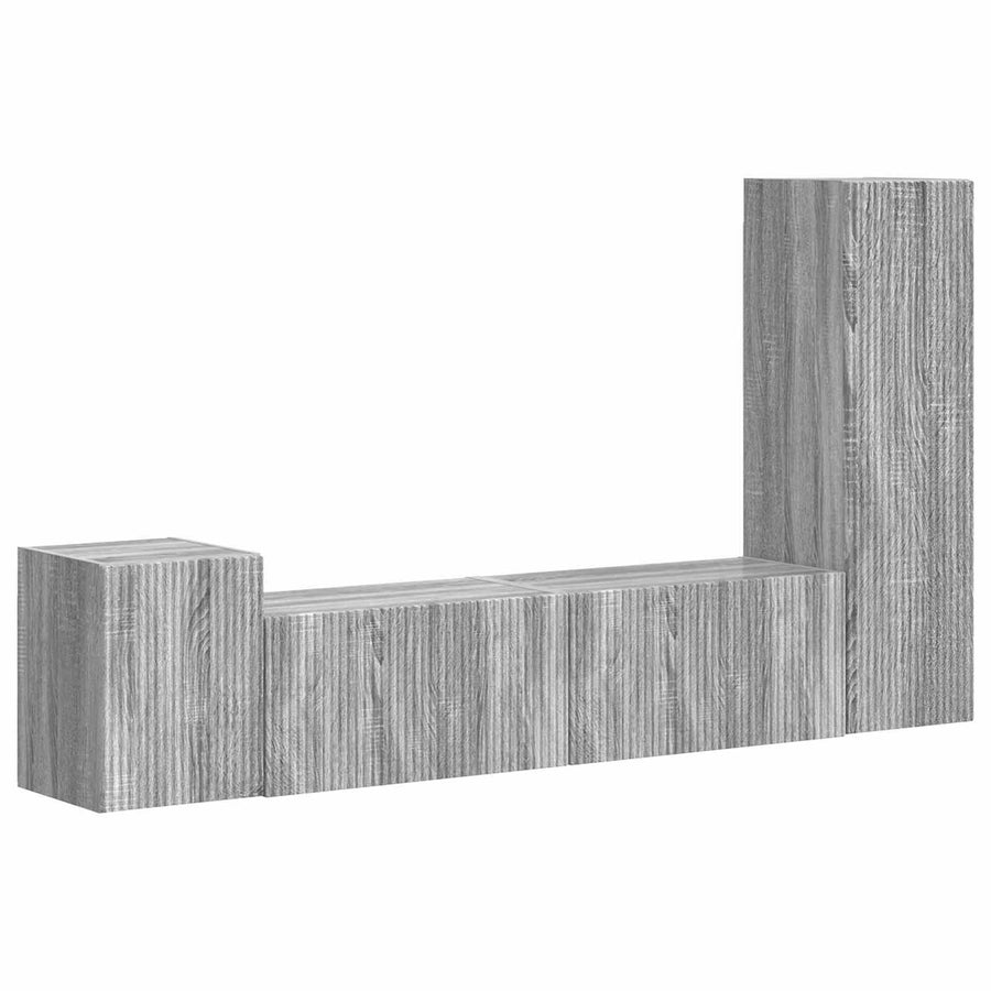 Tv-Meubelset Wandgemonteerd 4 Pcs Bewerkt Hout Grijs sonoma