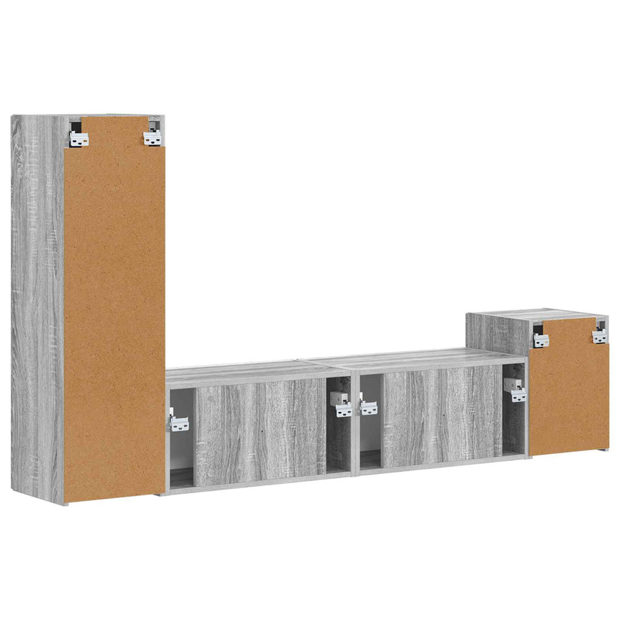 Tv-Meubelset Wandgemonteerd 4 Pcs Bewerkt Hout Grijs sonoma