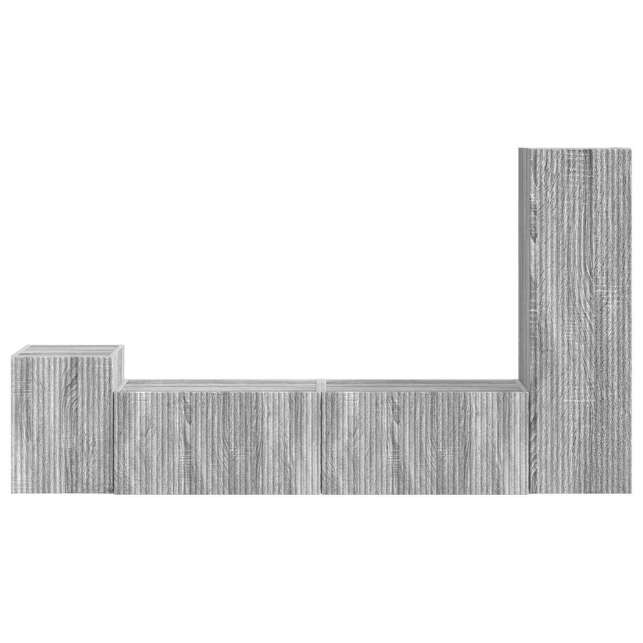 Tv-Meubelset Wandgemonteerd 4 Pcs Bewerkt Hout Grijs sonoma