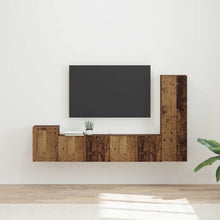 Tv-Meubelset Wandgemonteerd 4 Pcs Oudhout Bewerkt Hout Oud hout