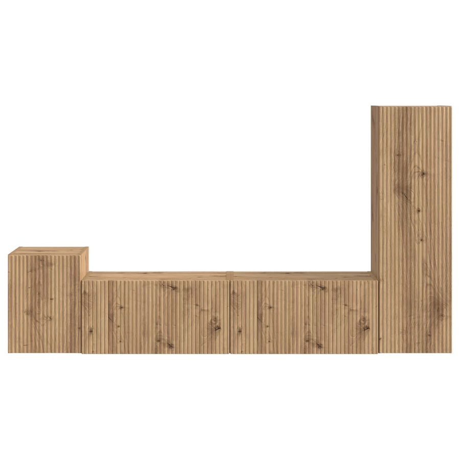 Tv-Meubelset Wandgemonteerd 4 Pcs Artisan Eiken Bewerkt Hout artisanaal eikenkleurig