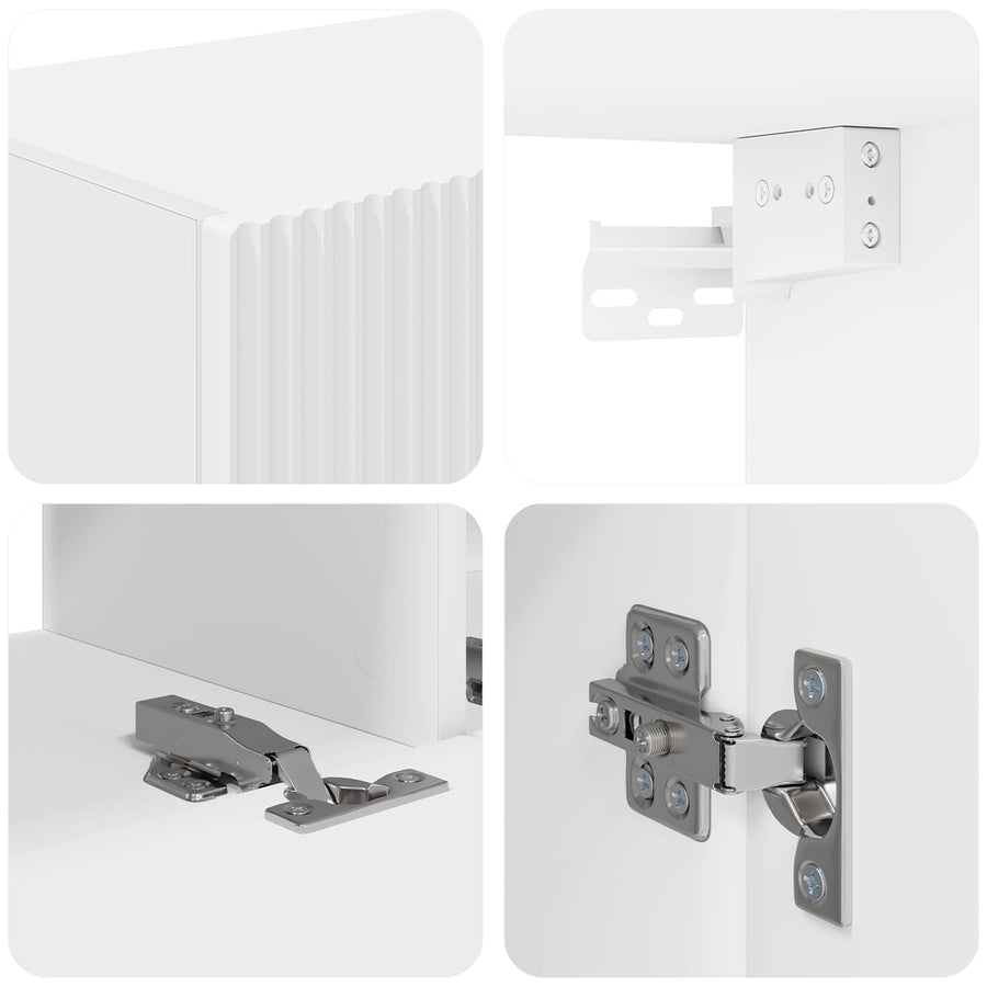 Tv-Meubelset Wandgemonteerd 3 Pcs Bewerkt Hout Wit