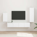Tv-meubelset Wandgemonteerd 4 pcs Wit Bewerkt hout