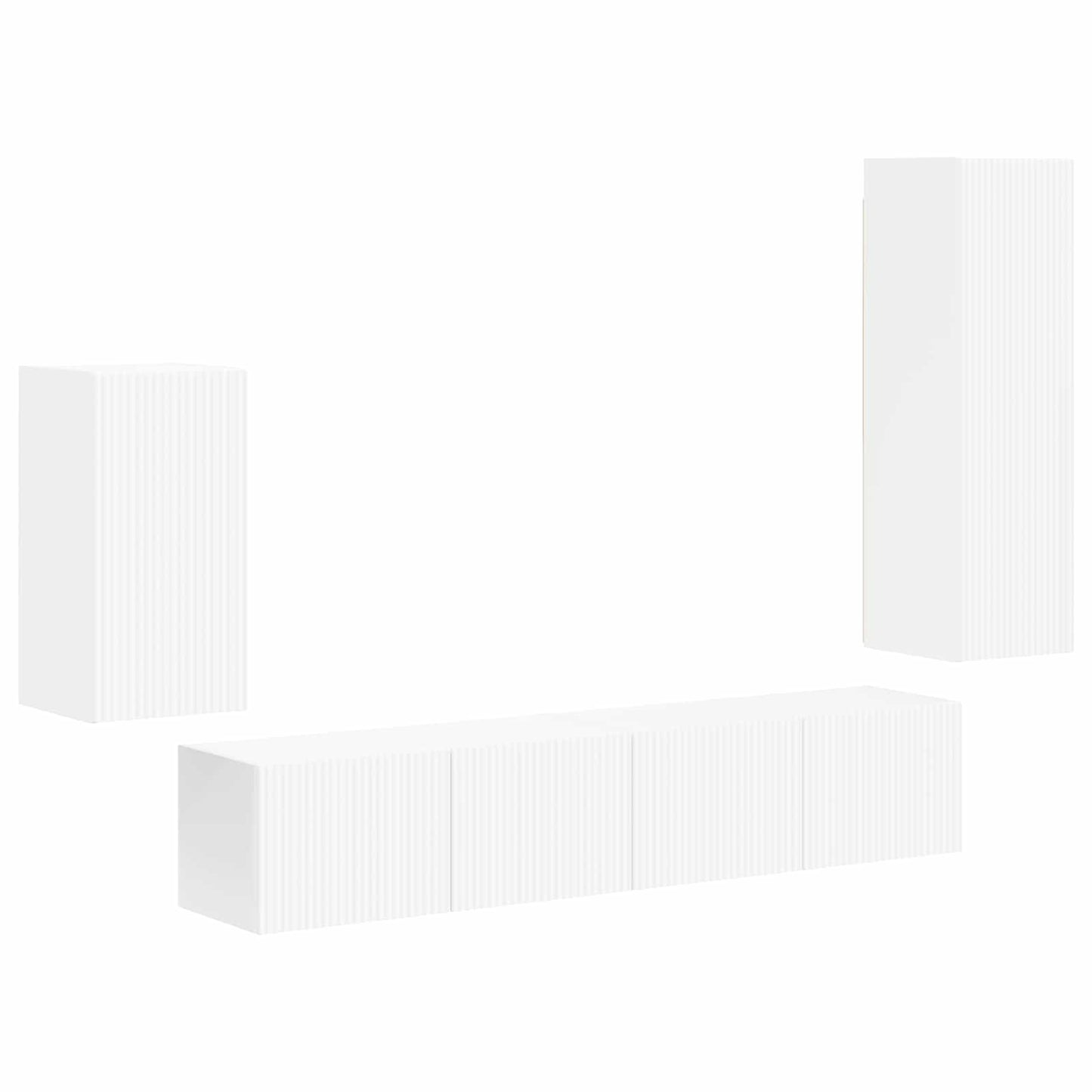 Tv-Meubelset Wandgemonteerd 3 Pcs Bewerkt Hout Wit