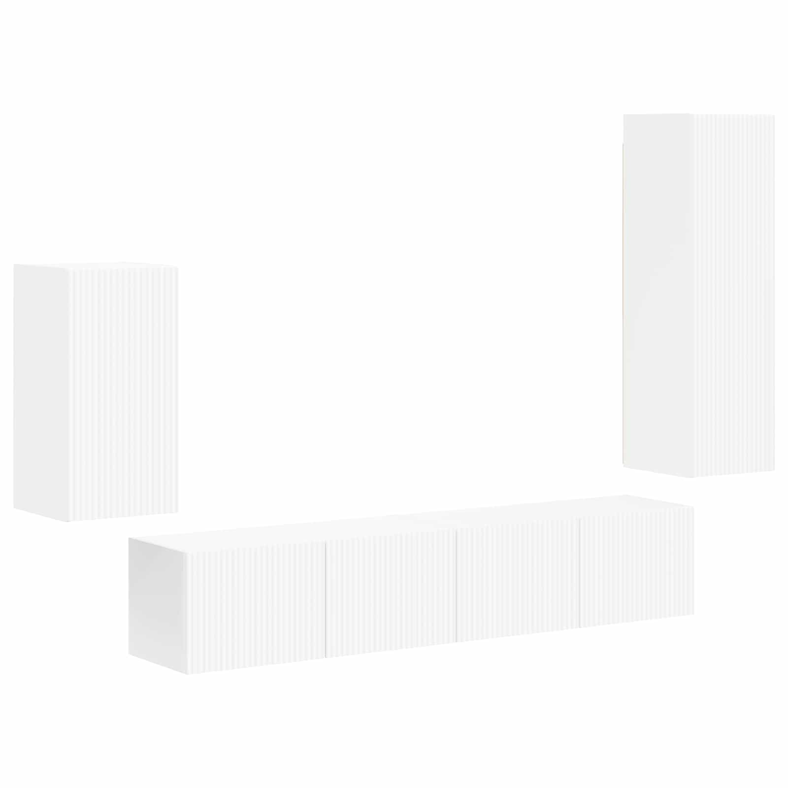 Tv-Meubelset Wandgemonteerd 3 Pcs Bewerkt Hout Wit