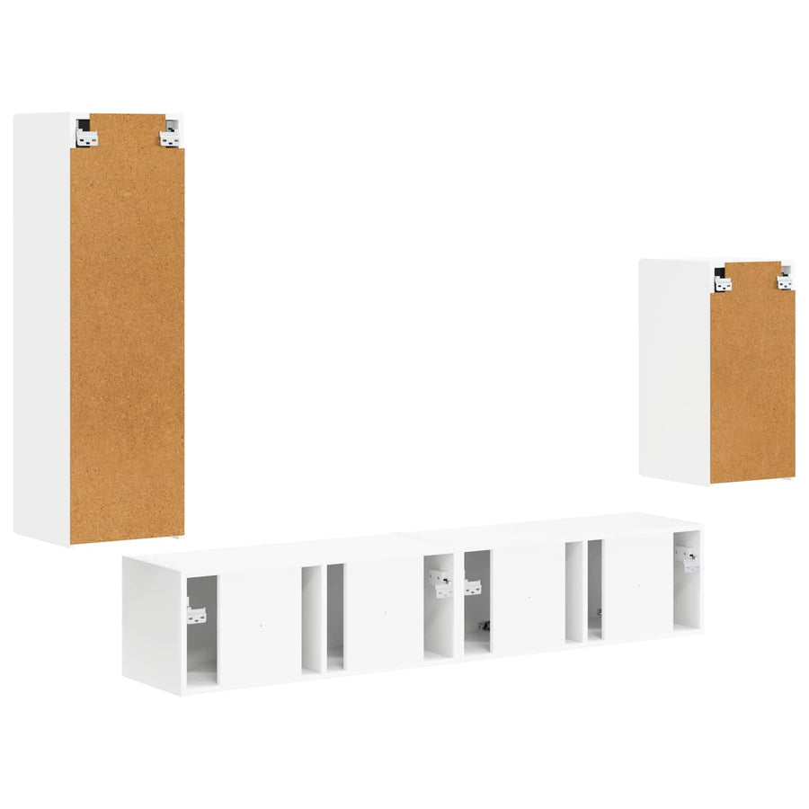 Tv-Meubelset Wandgemonteerd 3 Pcs Bewerkt Hout Wit