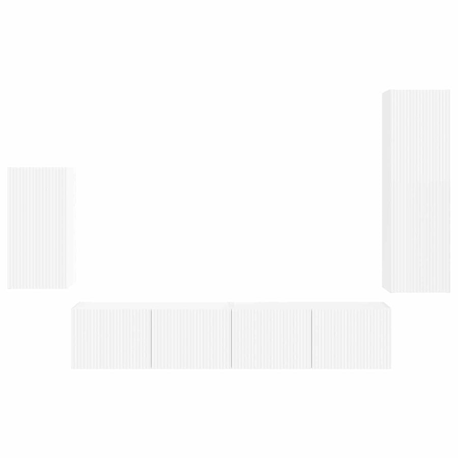 Tv-Meubelset Wandgemonteerd 3 Pcs Bewerkt Hout Wit
