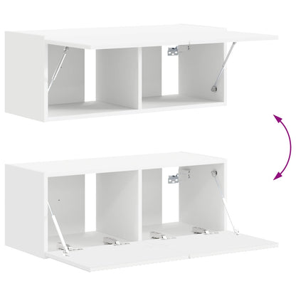 Tv-Meubelset Wandgemonteerd 3 Pcs Bewerkt Hout Wit