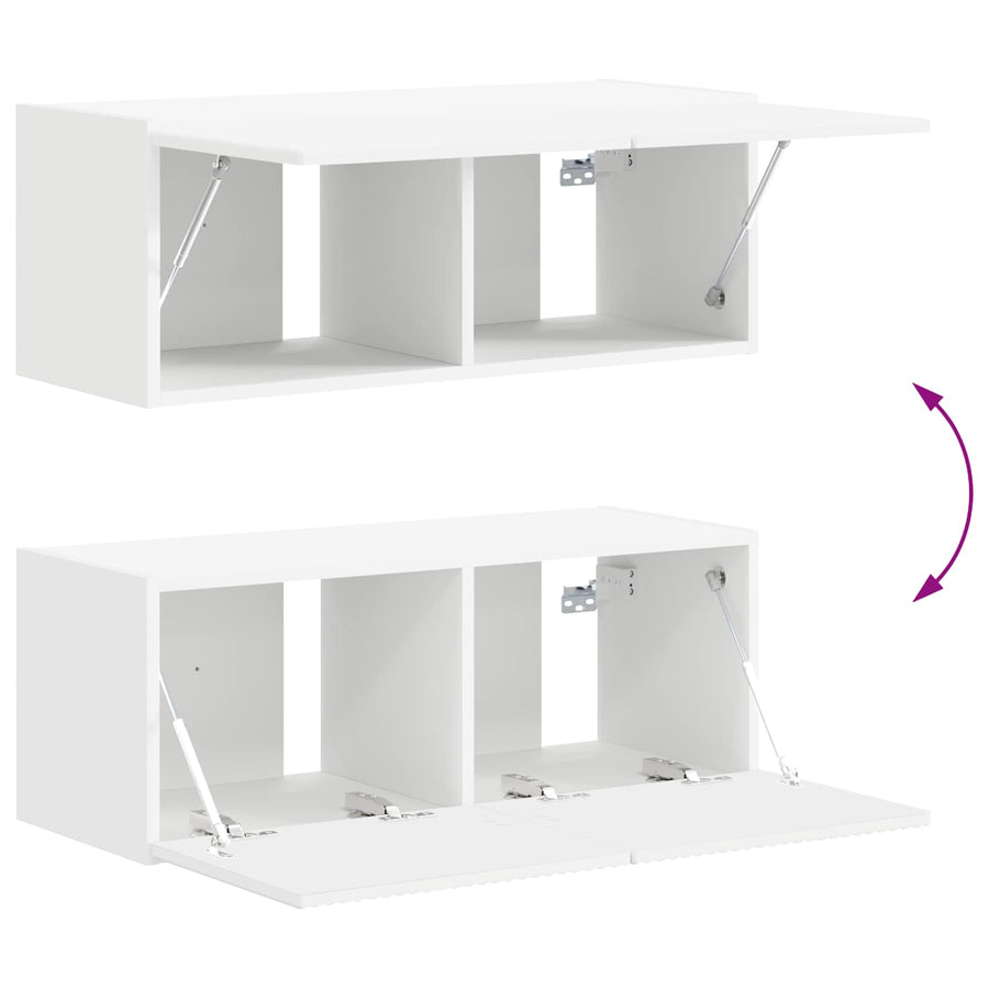 Tv-Meubelset Wandgemonteerd 3 Pcs Bewerkt Hout Wit