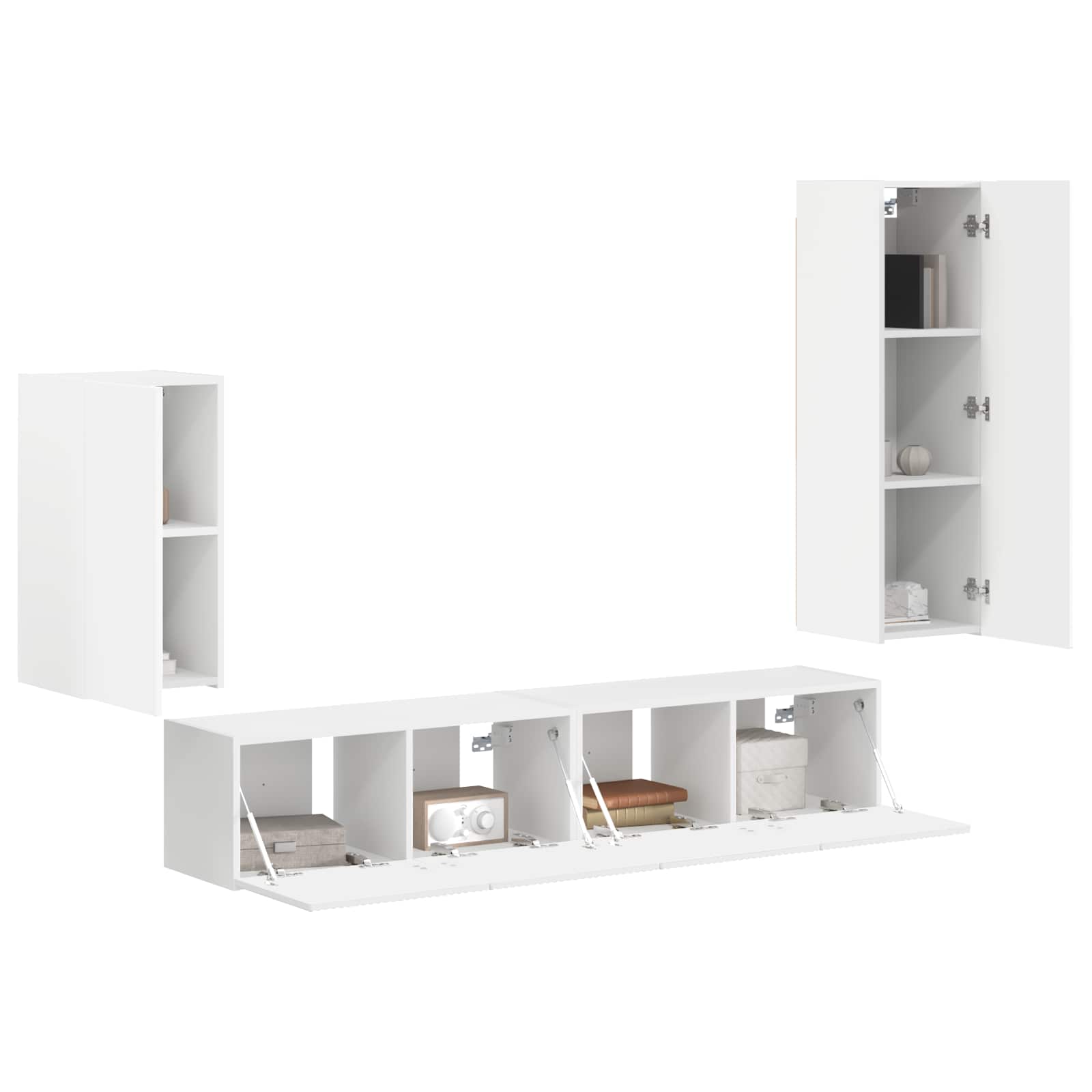 Tv-Meubelset Wandgemonteerd 3 Pcs Bewerkt Hout Wit