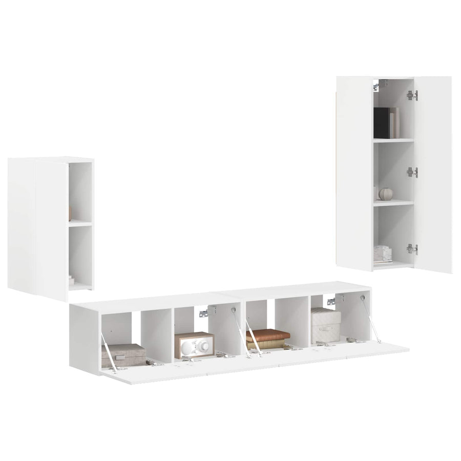 Tv-Meubelset Wandgemonteerd 3 Pcs Bewerkt Hout Wit