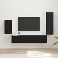 Tv-meubelset Wandgemonteerd 4 pcs Zwart Bewerkt hout