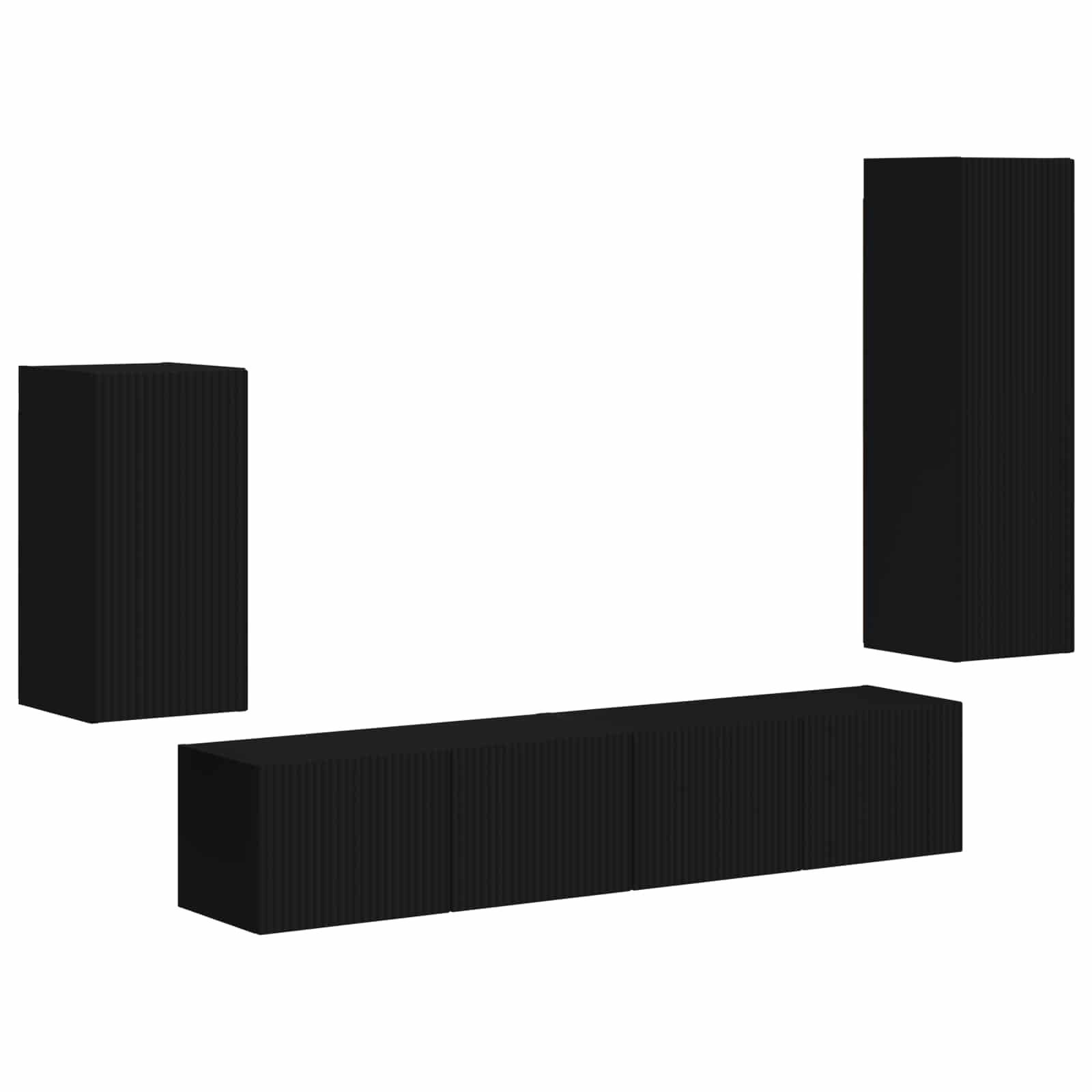 Tv-Meubelset Wandgemonteerd 3 Pcs Bewerkt Hout Zwart
