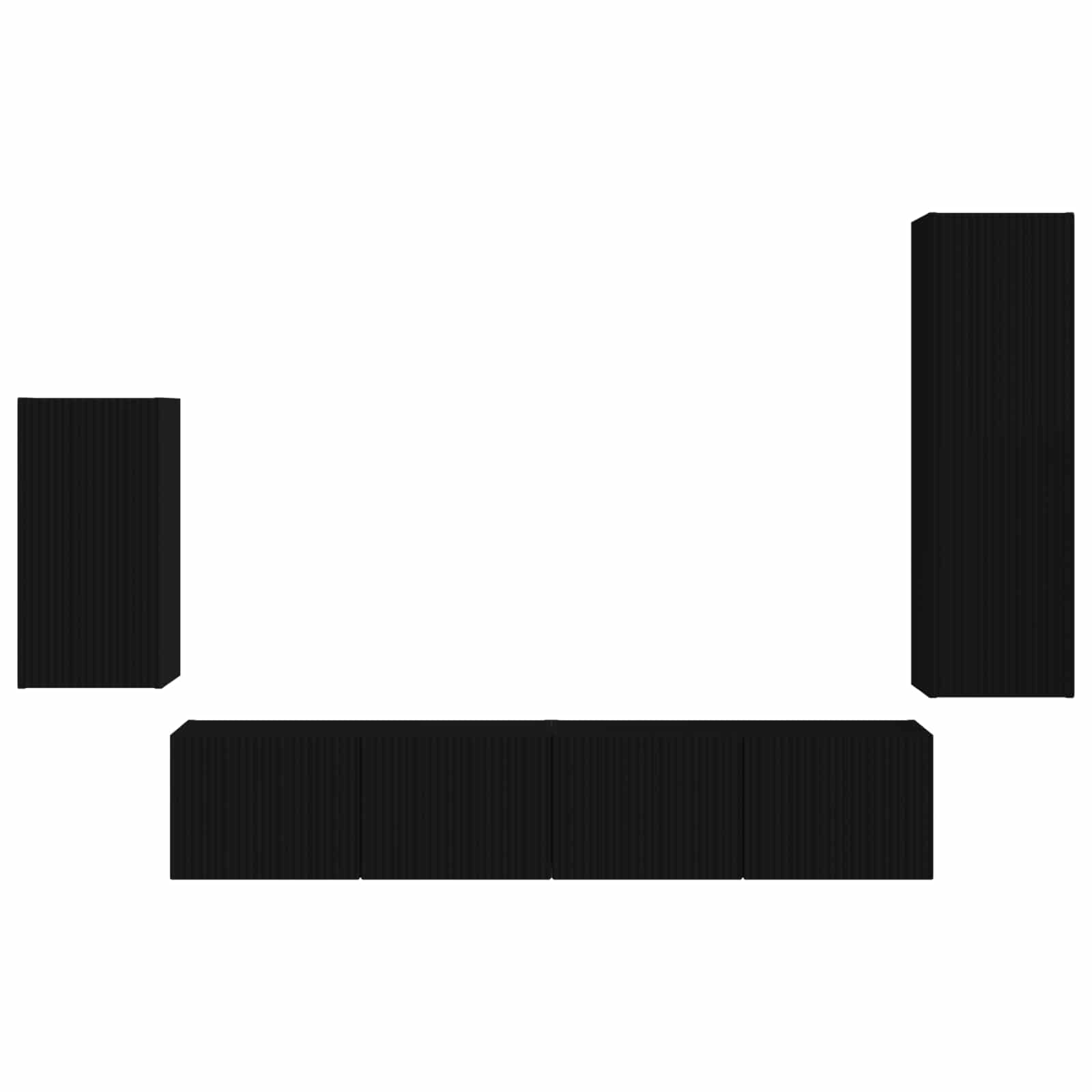 Tv-Meubelset Wandgemonteerd 3 Pcs Bewerkt Hout Zwart
