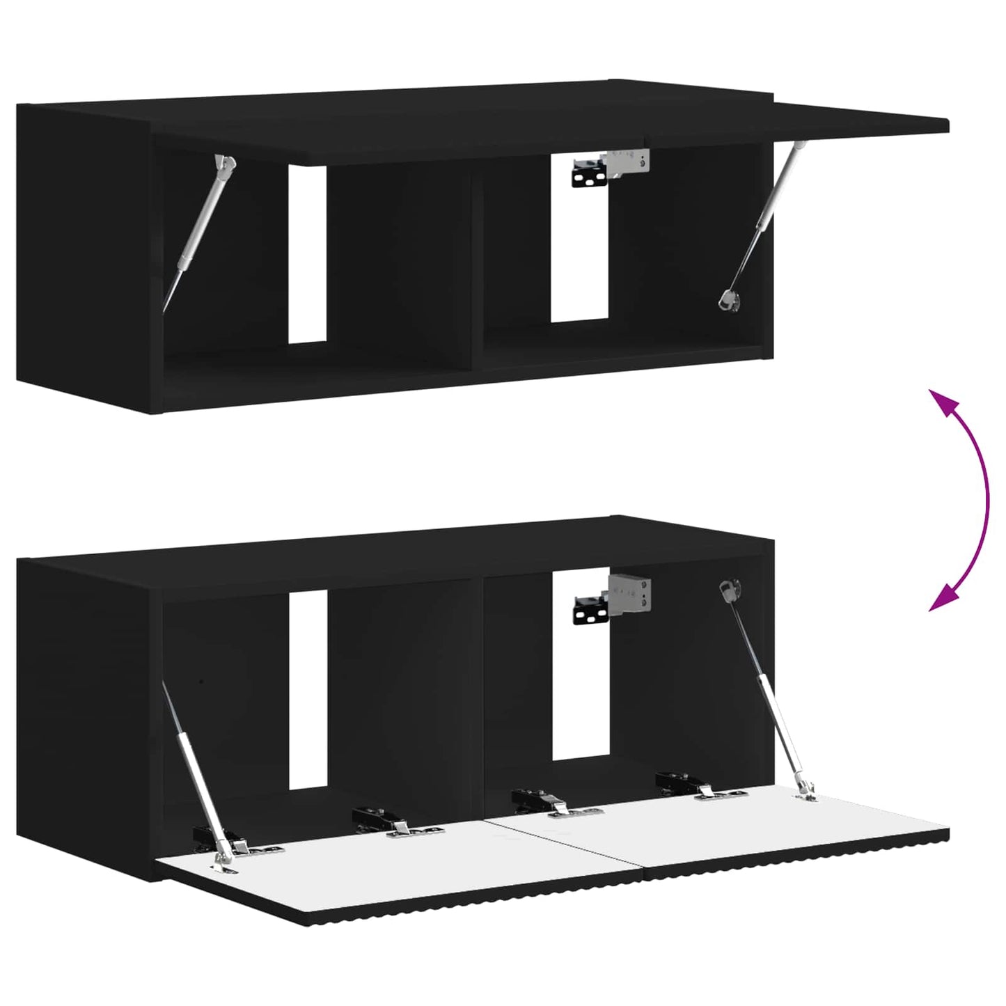Tv-Meubelset Wandgemonteerd 3 Pcs Bewerkt Hout Zwart