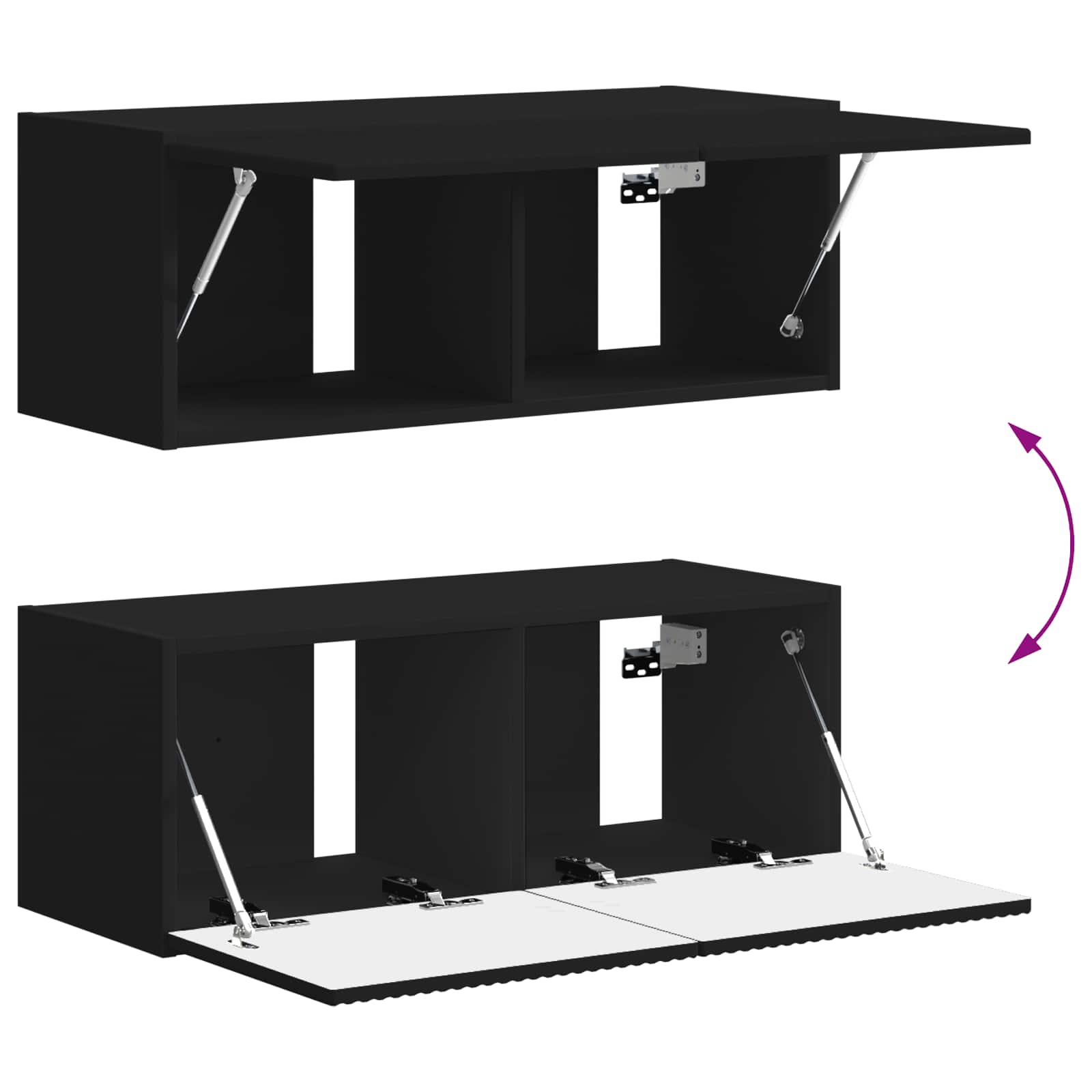 Tv-Meubelset Wandgemonteerd 3 Pcs Bewerkt Hout Zwart
