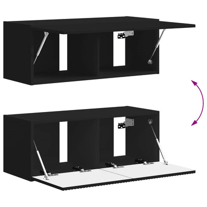 Tv-Meubelset Wandgemonteerd 3 Pcs Bewerkt Hout Zwart