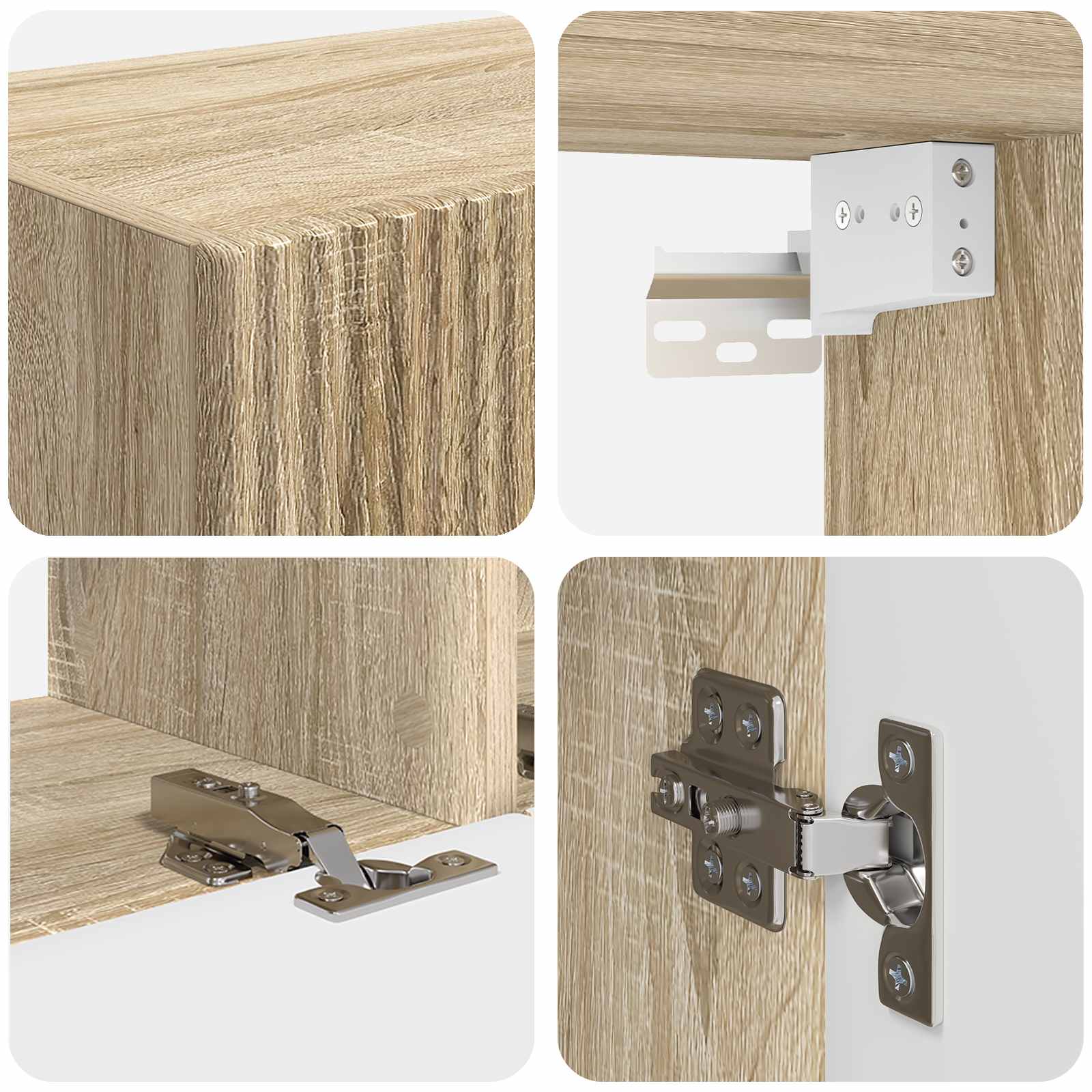 Tv-Meubelset Wandgemonteerd 3 Pcs Bewerkt Hout Sonoma eiken