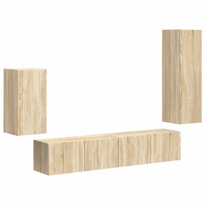 Tv-Meubelset Wandgemonteerd 3 Pcs Bewerkt Hout Sonoma eiken