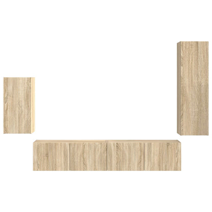 Tv-Meubelset Wandgemonteerd 3 Pcs Bewerkt Hout Sonoma eiken