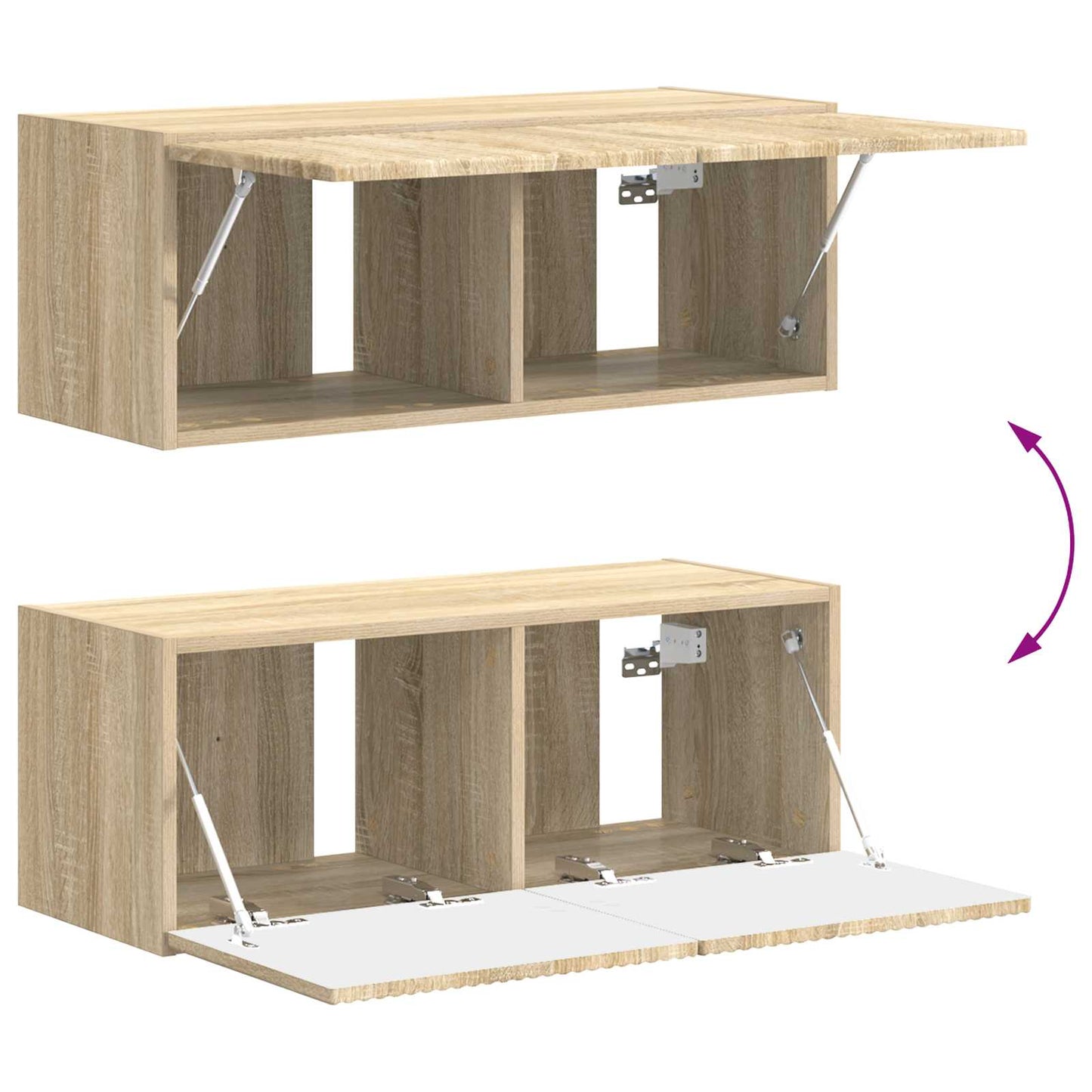 Tv-Meubelset Wandgemonteerd 3 Pcs Bewerkt Hout Sonoma eiken