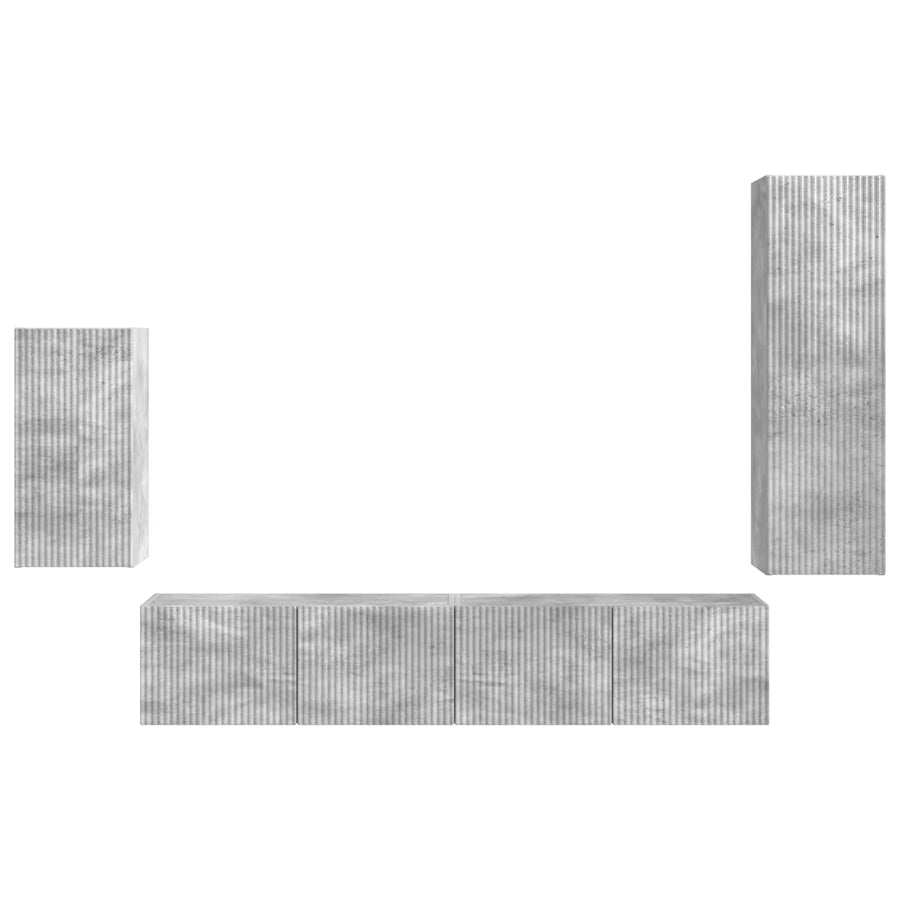 Tv-Meubelset Wandgemonteerd 3 Pcs Beton Grijs Bewerkt Hout Betongrijs