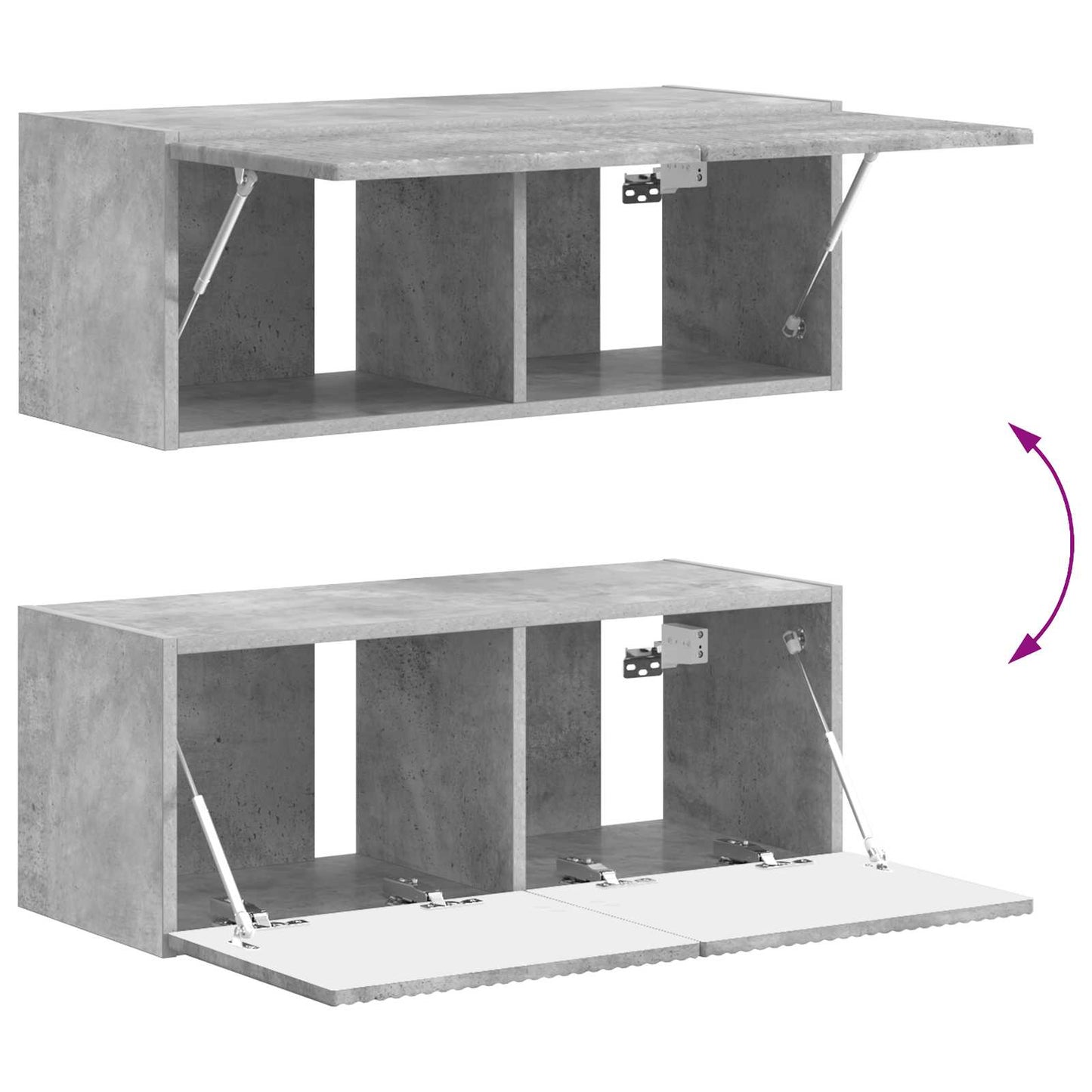 Tv-Meubelset Wandgemonteerd 3 Pcs Beton Grijs Bewerkt Hout Betongrijs