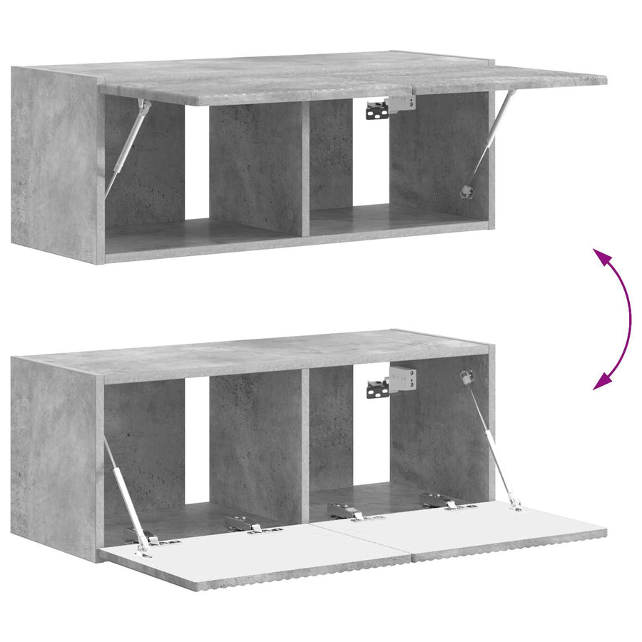 Tv-Meubelset Wandgemonteerd 3 Pcs Beton Grijs Bewerkt Hout Betongrijs