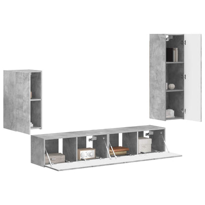 Tv-Meubelset Wandgemonteerd 3 Pcs Beton Grijs Bewerkt Hout Betongrijs