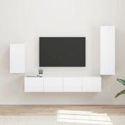 Tv-meubelset wandgemonteerd 3-delig hoogglans wit bewerkt hout